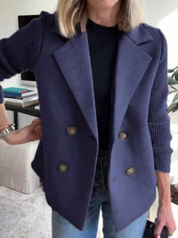 Full Size Knitted Sleeve Wool Blend Double-Breasted Blazer Plus Size 100100695520527 42 Affordable Fashion Under $100 Jerry's Apparel 