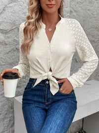 Perfee Textured Notched Long Sleeve Shirt 100100102351434 40 Affordable Fashion Under $100 Jerry's Apparel 