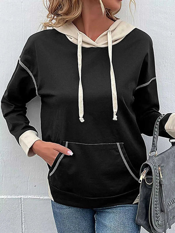 Color Block Hoodie with Drawstring and Kangaroo Pocket 100100867001733 34 Affordable Fashion Under $100 Jerry's Apparel 