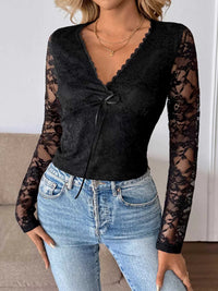 Long Sleeve Floral Lace Mesh Cropped Top 100100980970306 30 Affordable Fashion Under $100 Jerry's Apparel 