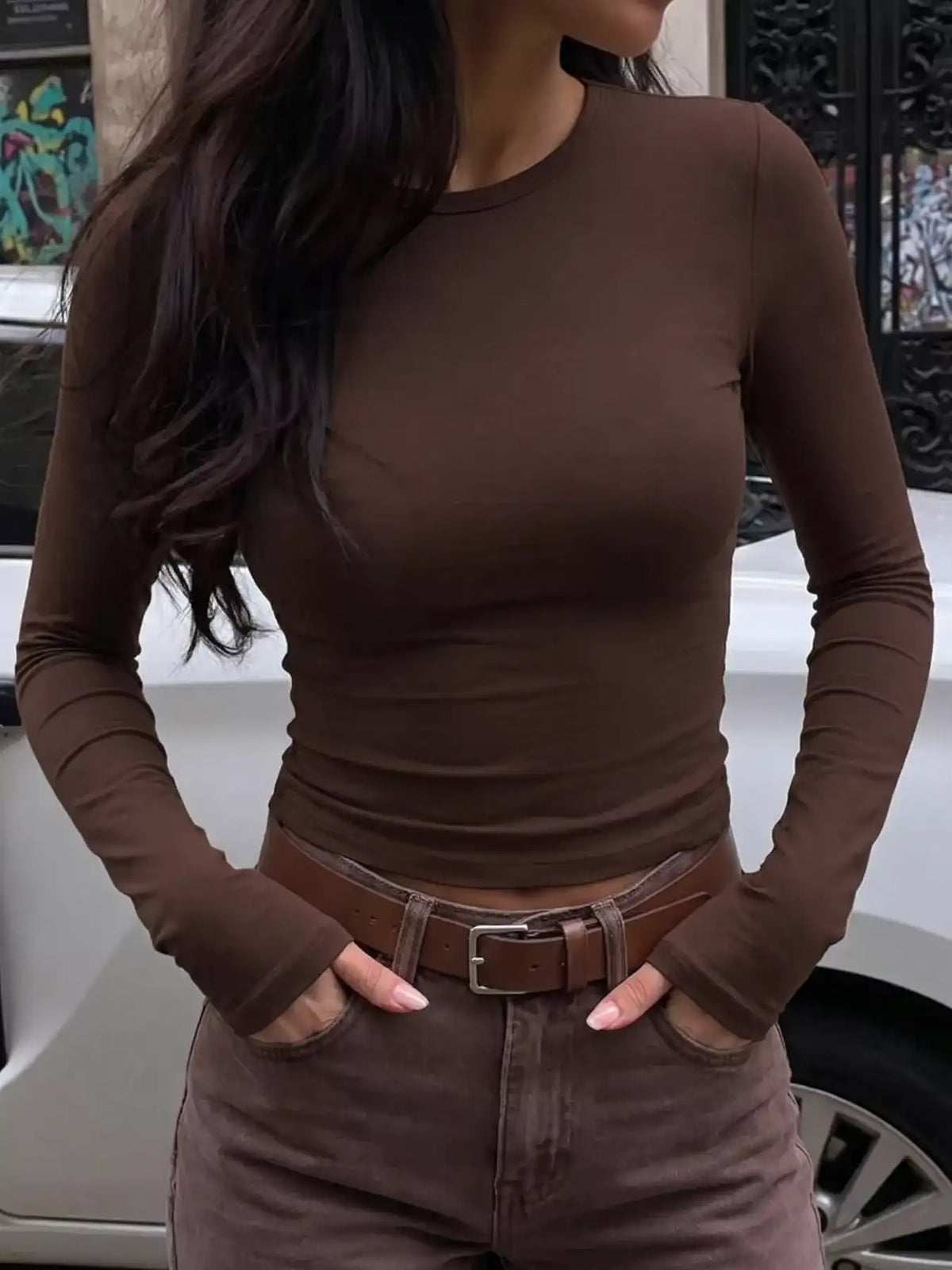 Slim Fit Long Sleeve Crew Neck Basic T-Shirt 101001692934761 22 Affordable Fashion Under $100 Jerry's Apparel 