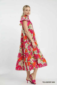 Umgee Mix Bold Floral Tiered Midi Dress 100100924981283 62 Affordable Fashion Under $100 Jerry's Apparel 