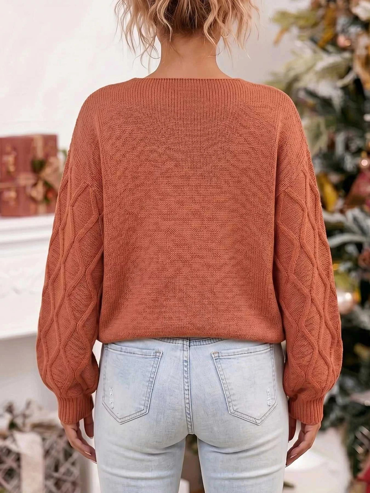 Snowflake Textured V-Neck Sweater 101002212171336 40 Affordable Fashion Under $100 Jerry's Apparel 