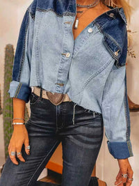 Raw Hem Two-Tone Denim Jacket 101003413721765 54 Affordable Fashion Under $100 Jerry's Apparel 
