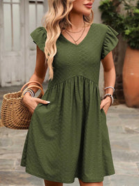 Ruffle Sleeve V-Neck A-Line Dress 100100170481531 30 Affordable Fashion Under $100 Jerry's Apparel 