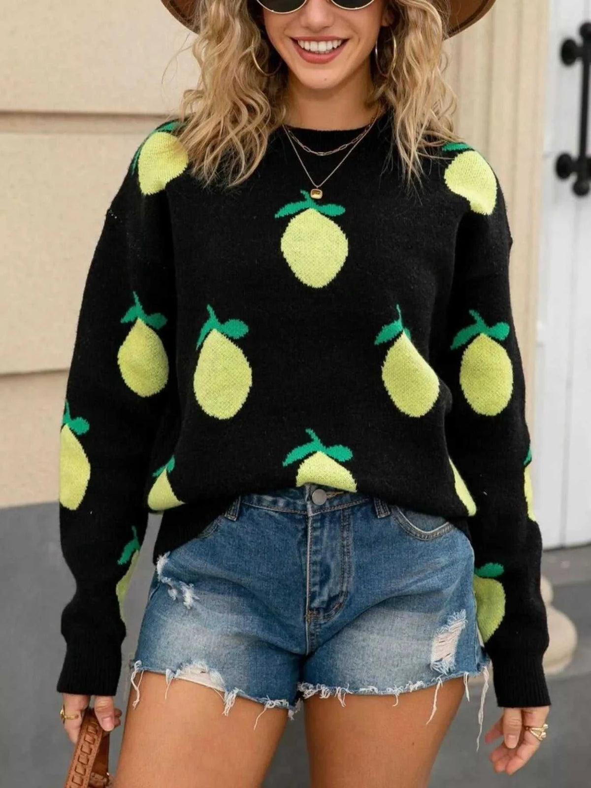 Lemon Crew Neck Round Neck Sweater 100100091974343 47 Affordable Fashion Under $100 Jerry's Apparel 