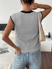 Classic Striped Crew Neck T-Shirt 100100609256431 26 Women's T-shirts Affordable Fashion Under $100 Jerry's Apparel 