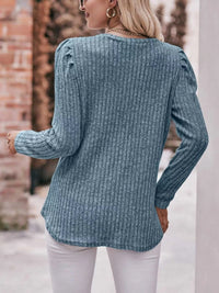 Ribbed Knit Puff Sleeve T-Shirt 100100962471478 28 Affordable Fashion Under $100 Jerry's Apparel 