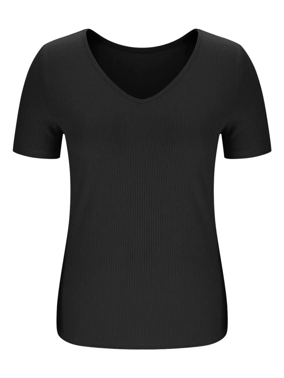 Solid V-Neck Short Sleeve T-Shirt