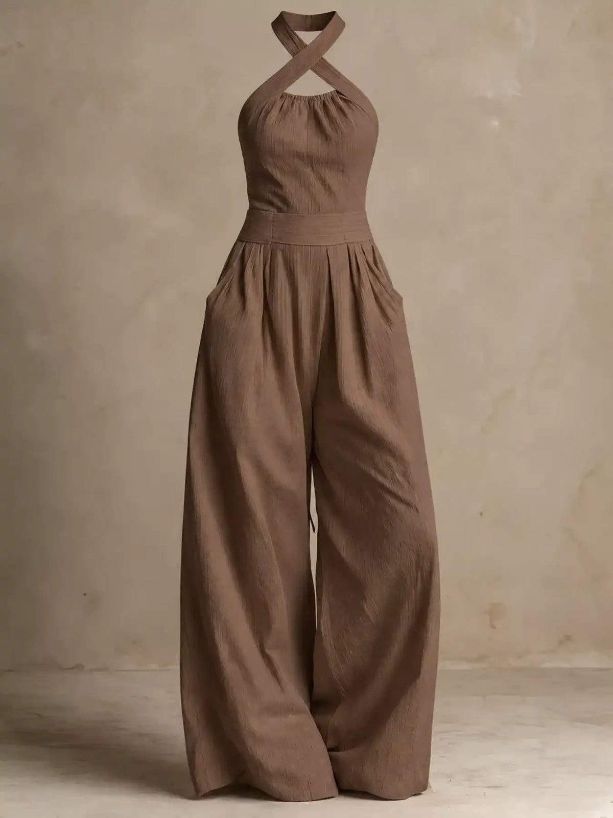 Full Size Halter Neck Wide-Leg Jumpsuit Plus Size 101001857800379 54 Affordable Fashion Under $100 Jerry's Apparel 