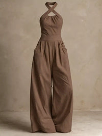 Full Size Halter Neck Wide-Leg Jumpsuit Plus Size 101001857800379 54 Affordable Fashion Under $100 Jerry's Apparel 