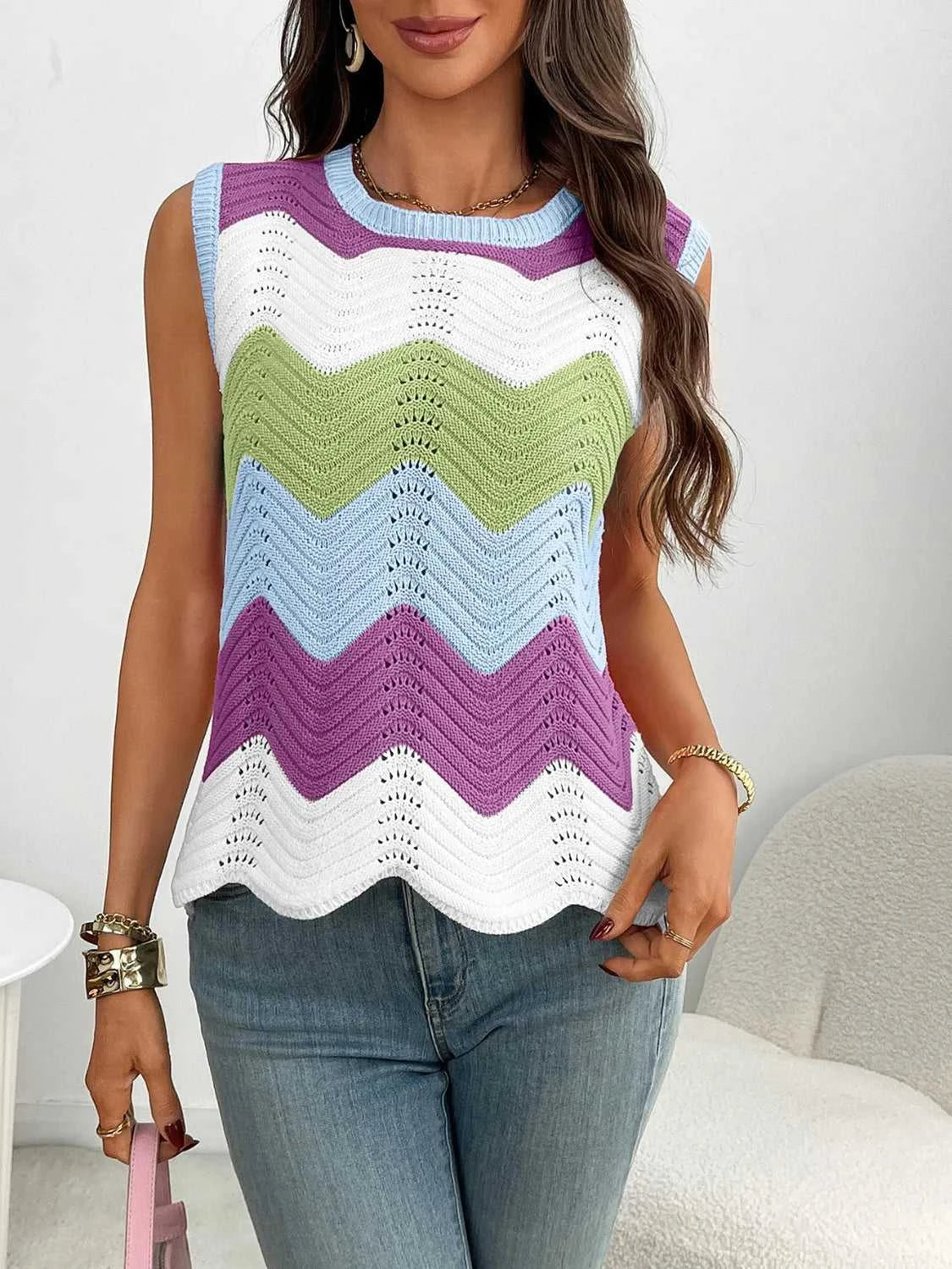 Color Block Round Neck Sweater Vest 100100253791586 34 Affordable Fashion Under $100 Jerry's Apparel 