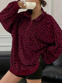 Leopard Print Quarter-Zip Sweatshirt 101001865802464 52 Affordable Fashion Under $100 Jerry's Apparel 