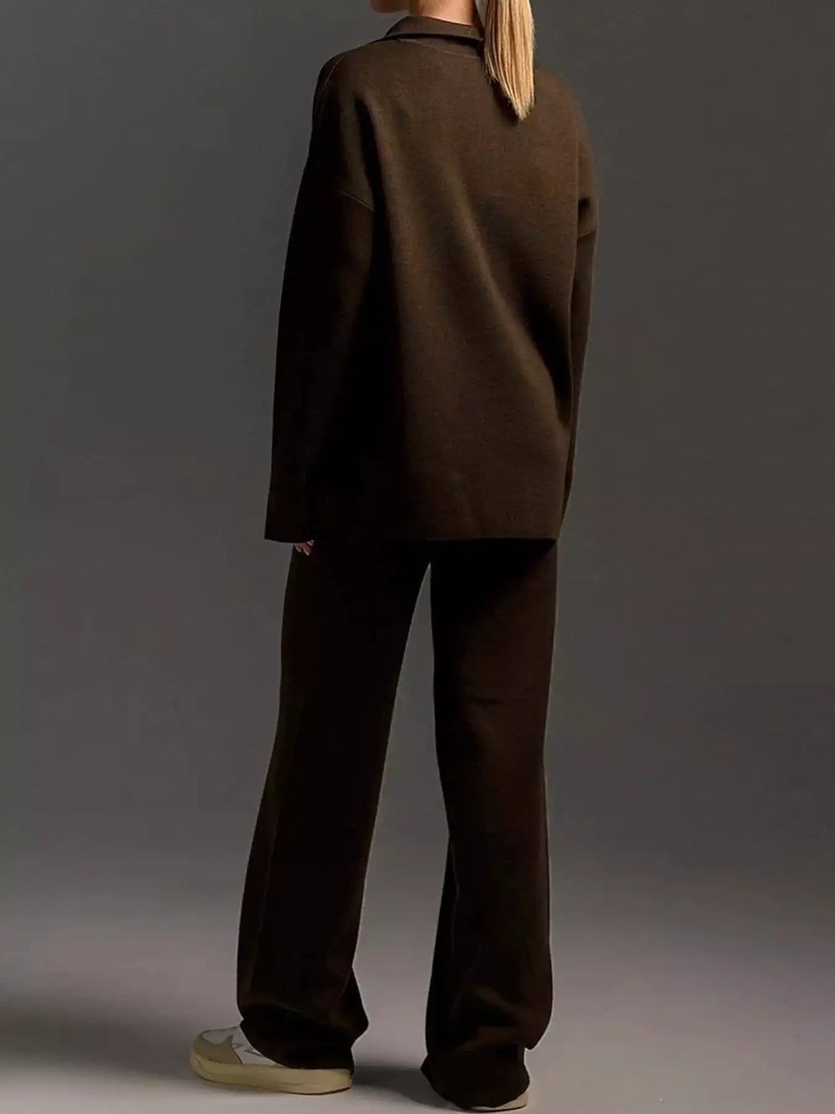 Polo Collar Top and Wide-Leg Pants Set 101001876960393 74 Affordable Fashion Under $100 Jerry's Apparel 