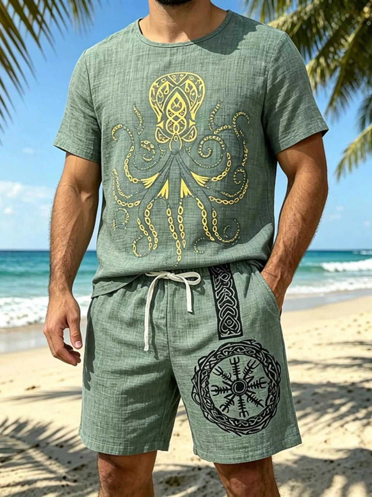 Men's Full Size Round Neck Tee and Shorts Set Plus Size 100400477639442 40 Affordable Fashion Under $100 Jerry's Apparel 