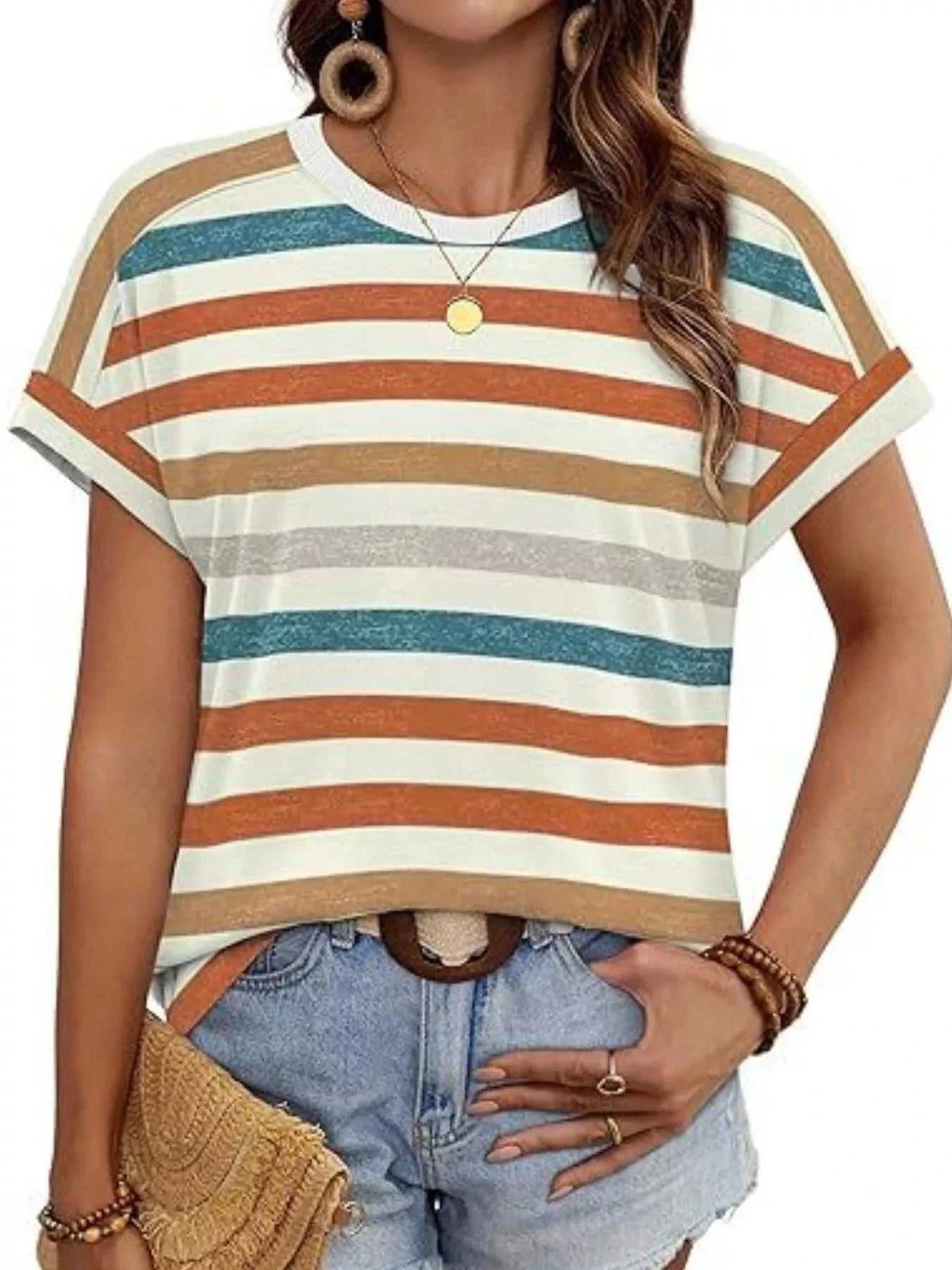 Striped Short Sleeve Casual T-Shirt 100100634609958 26 Affordable Fashion Under $100 Jerry's Apparel 