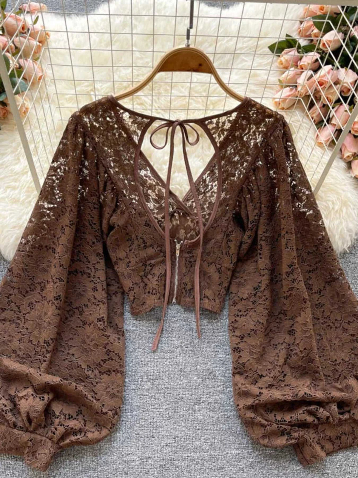Lace Tie Back Long Sleeve Top 100100430044315 33 Affordable Fashion Under $100 Jerry's Apparel 