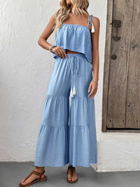 Ruffle Cami Top and Wide Leg Pants Set 100100180791842 50 Affordable Fashion Under $100 Jerry's Apparel 