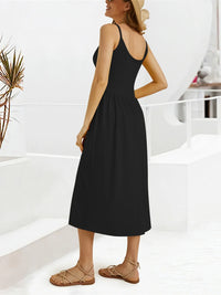 Scoop Neck Midi Dress with Pockets