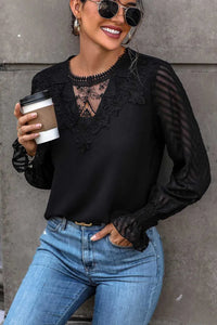 Perfee Lace Detail Smocked Flounce Sleeve Blouse 100100686231941 28 Affordable Fashion Under $100 Jerry's Apparel 