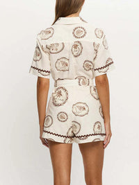 Printed Button-Up Half Sleeve Romper