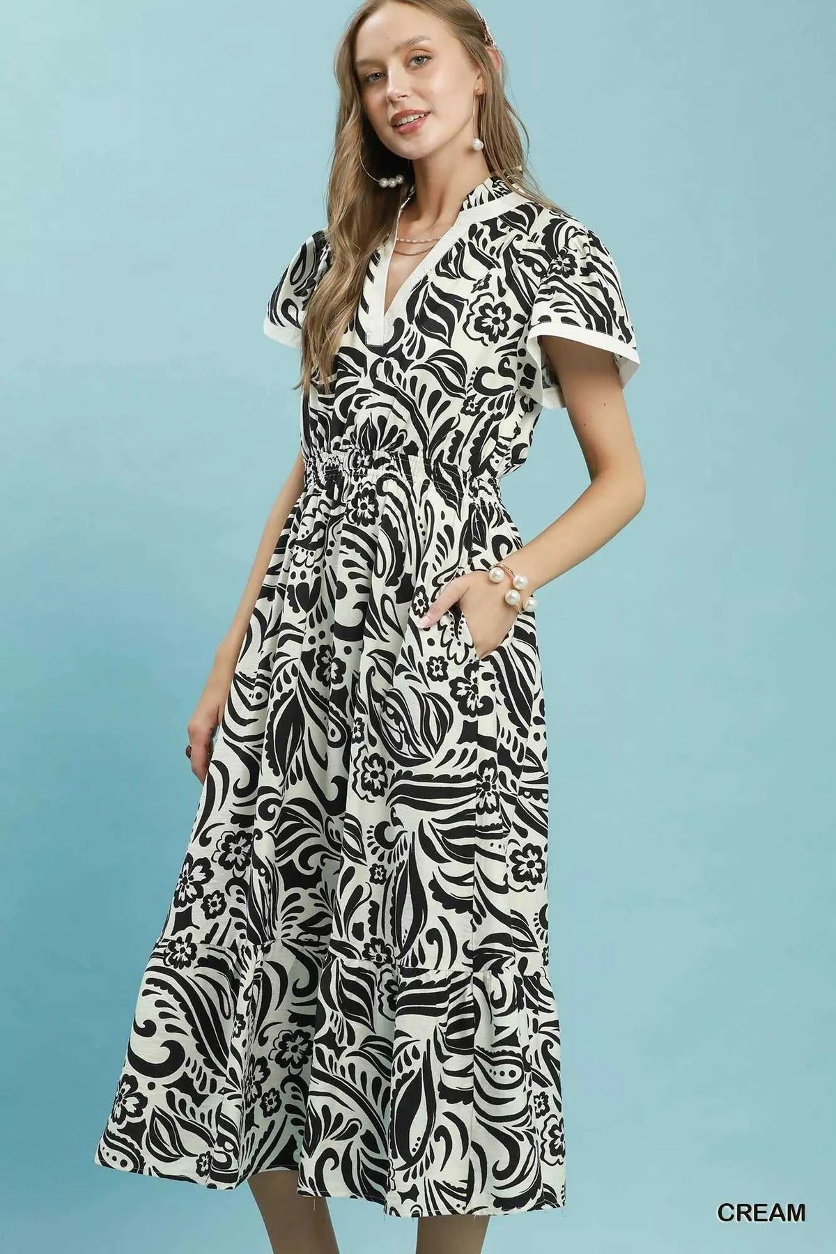 Umgee Paisley Print Midi Dress with Side Pockets 100100458981852 62 Affordable Fashion Under $100 Jerry's Apparel 