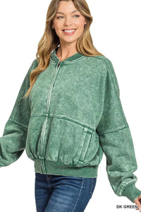 Zenana Acid Washed Fleece Jacket 100100399111685 44 Affordable Fashion Under $100 Jerry's Apparel 