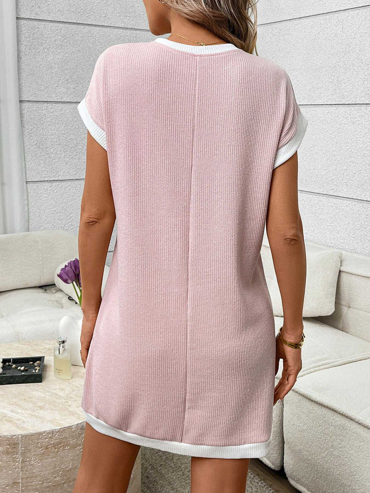 Contrast Trim Ribbed Knit Mini Dress with Pocket 100100281069040 32 Affordable Fashion Under $100 Jerry's Apparel 