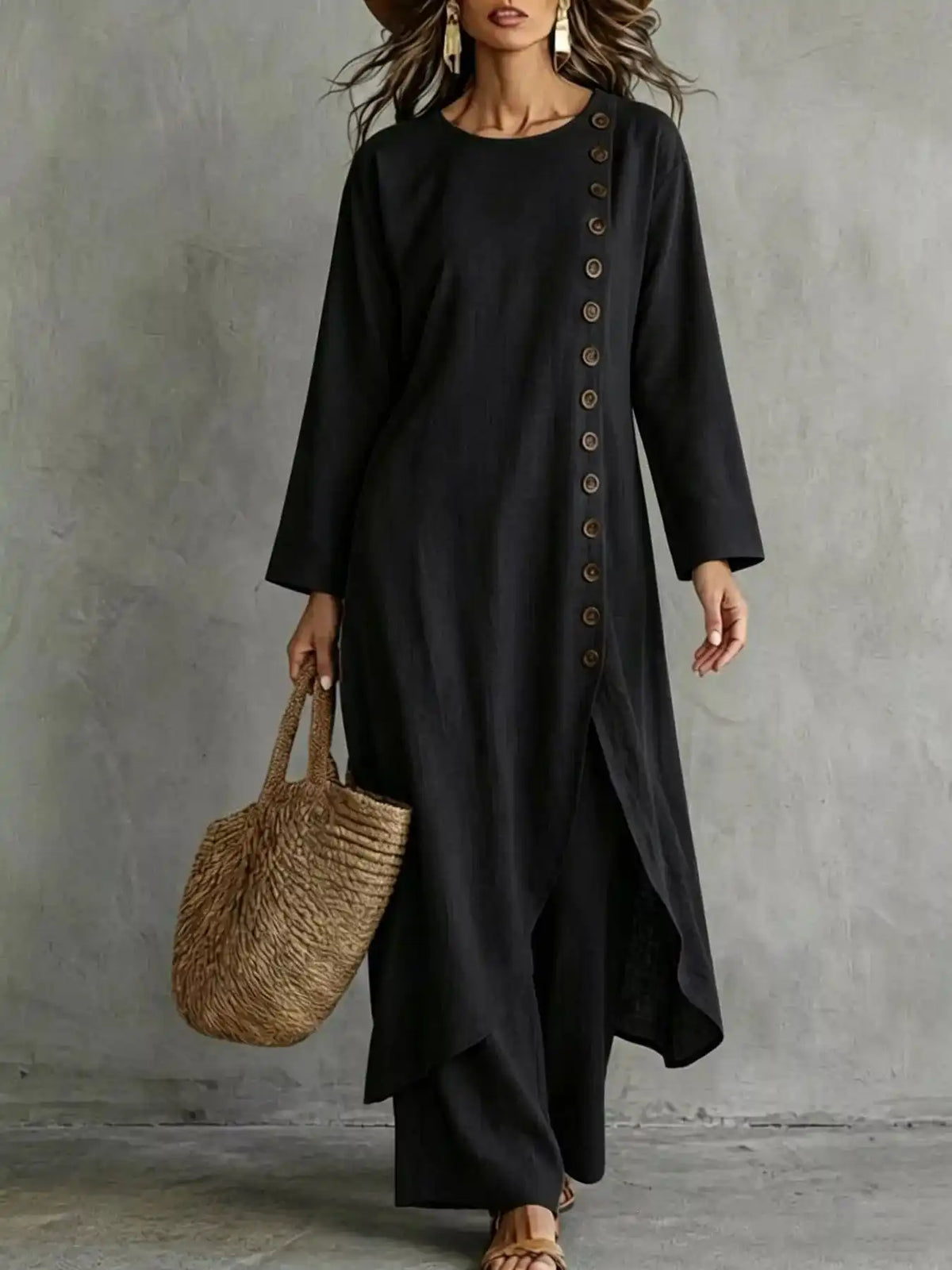 Full Size Side-Buttoned Longline Top and Pants Set Plus Size 101001327097524 51 Affordable Fashion Under $100 Jerry's Apparel 