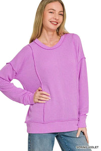 Zenana Corded Rib Long Sleeve Round Neck Top 100100719451818 23 Gifts for Her Jerry's Apparel 