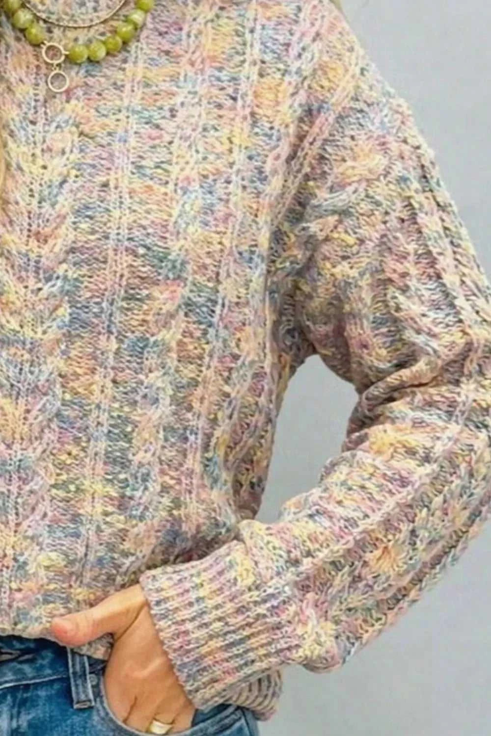 Multicolor Cable Knit Dropped Shoulder Sweater 101002963291180 58 Affordable Fashion Under $100 Jerry's Apparel 