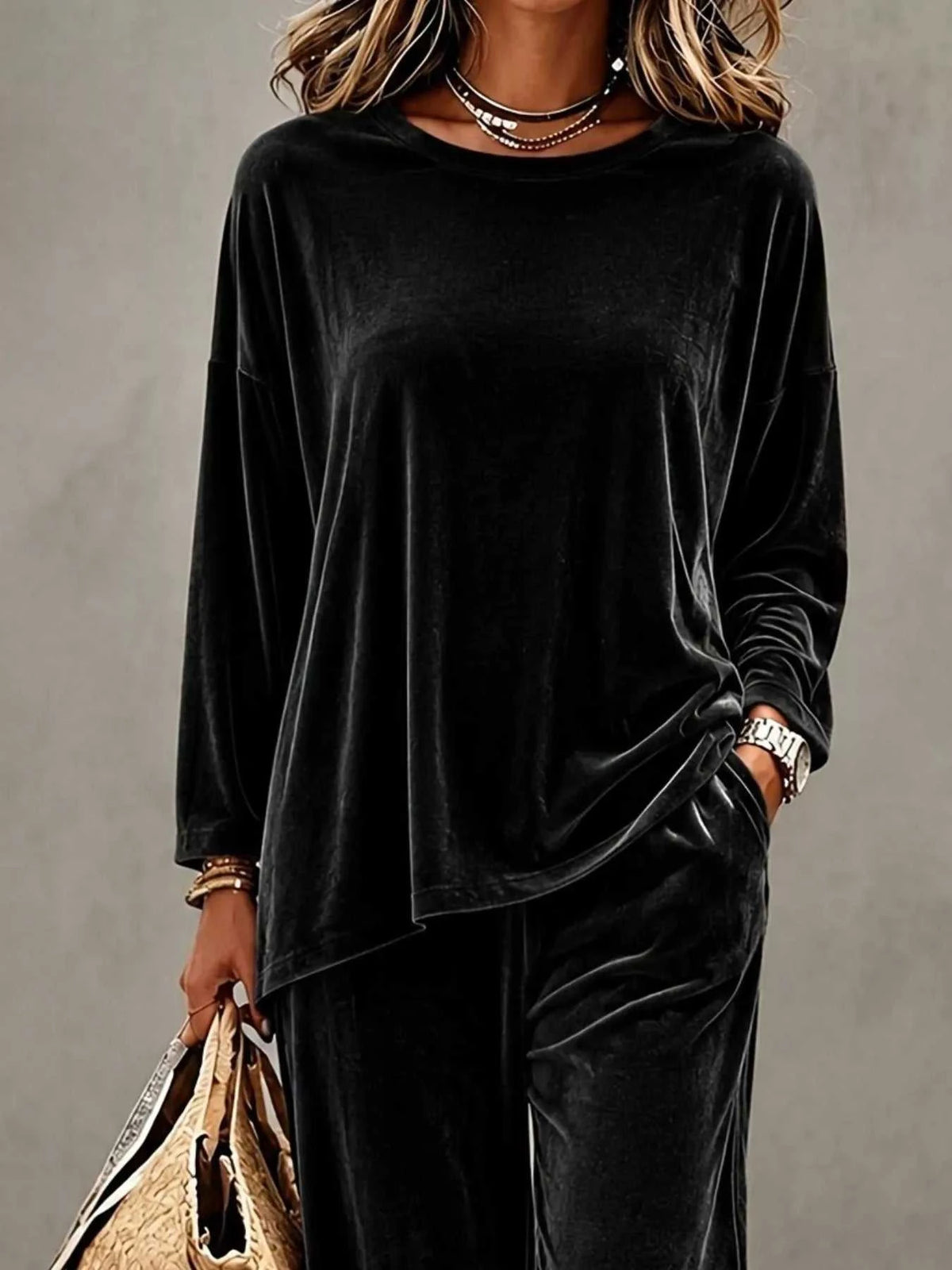 Full Size Velvet Long Sleeve Top and Pants Set Plus Size 100100551786793 45 Affordable Fashion Under $100 Jerry's Apparel 