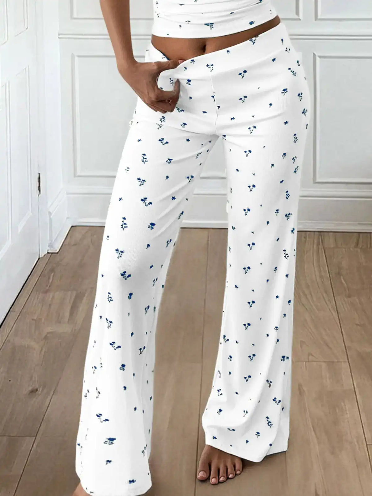 Floral Ribbed Cami and Wide Leg Pants Set 100100257950091 49 Gifts for Her Jerry's Apparel 