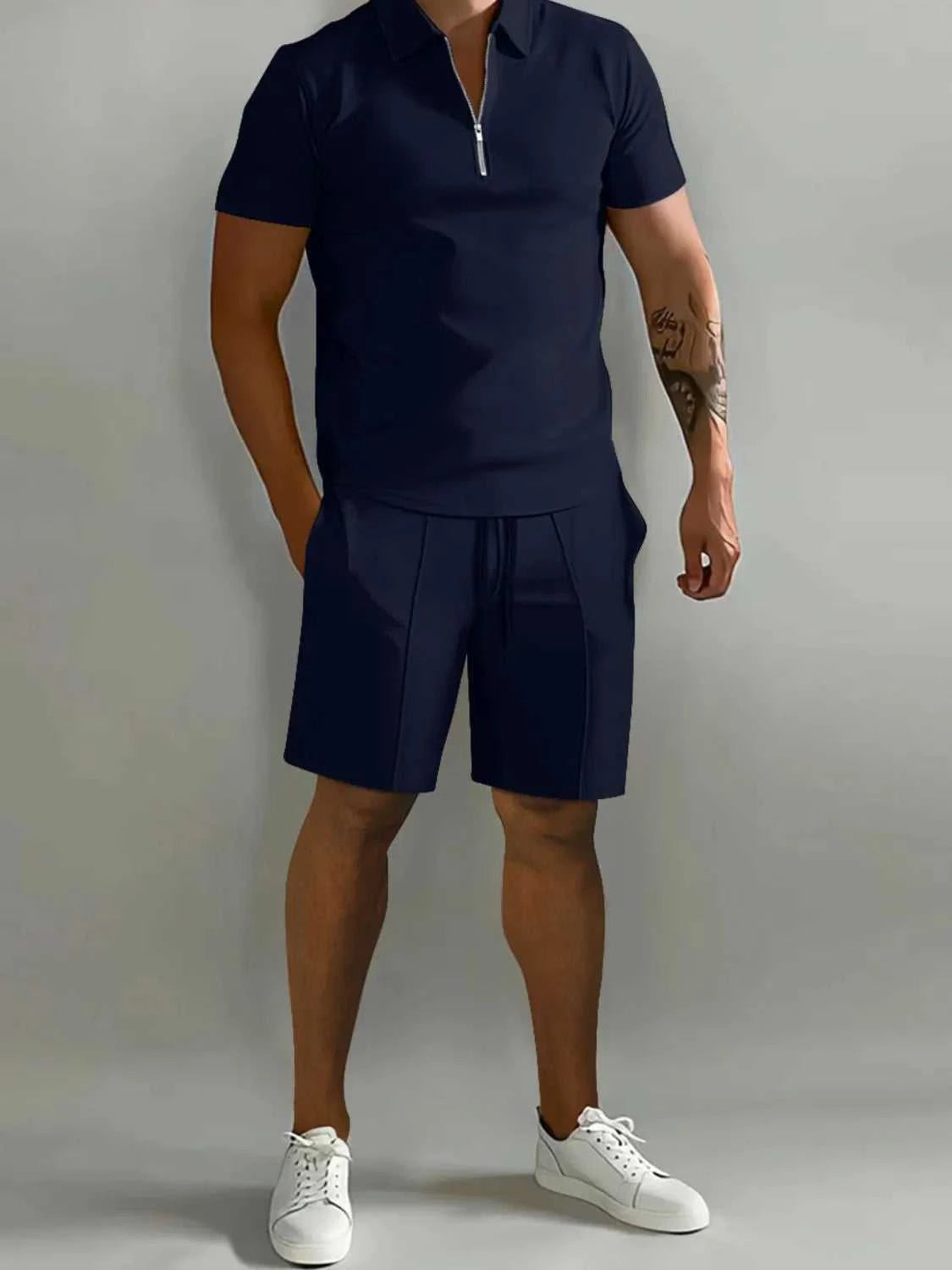 Men's Full Size Collared Neck Short Sleeve Top and Shorts Set Plus Size 100400205310003 33 Affordable Fashion Under $100 Jerry's Apparel 