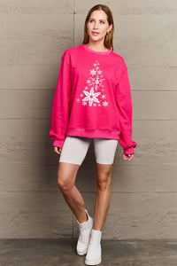 Simply Love Full Size Snowflake Christmas Tree Graphic Sweatshirt