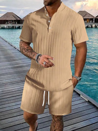 Men's Full Size Button Detail Short Sleeve Top and Shorts Set Plus Size 100400676987712 38 Affordable Fashion Under $100 Jerry's Apparel 