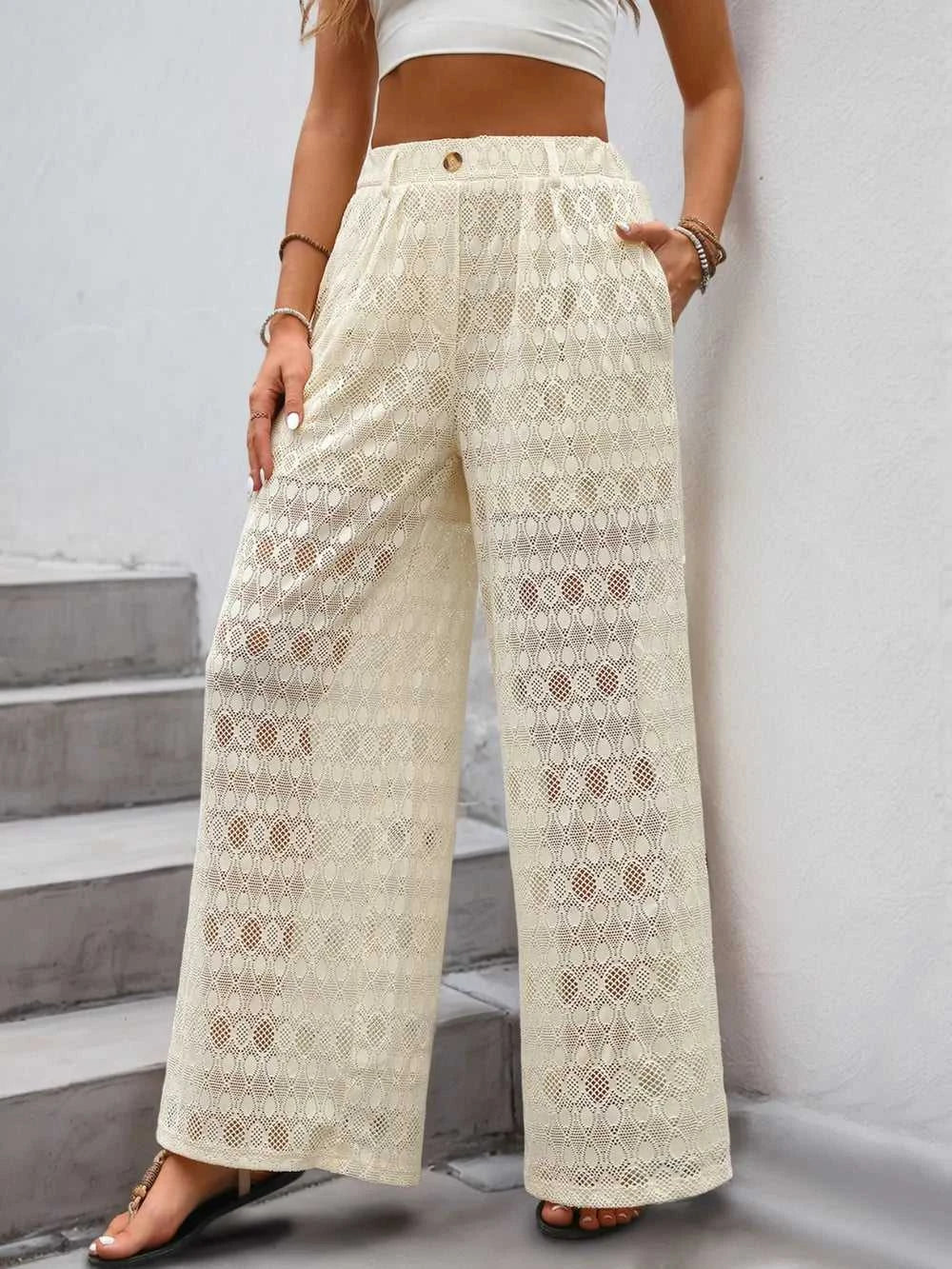 Decorative Button Wide Leg Pants 100100627351573 30 Affordable Fashion Under $100 Jerry's Apparel 