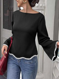 Contrast Trim Flare Sleeve Blouse 100100859093483 30 Affordable Fashion Under $100 Jerry's Apparel 