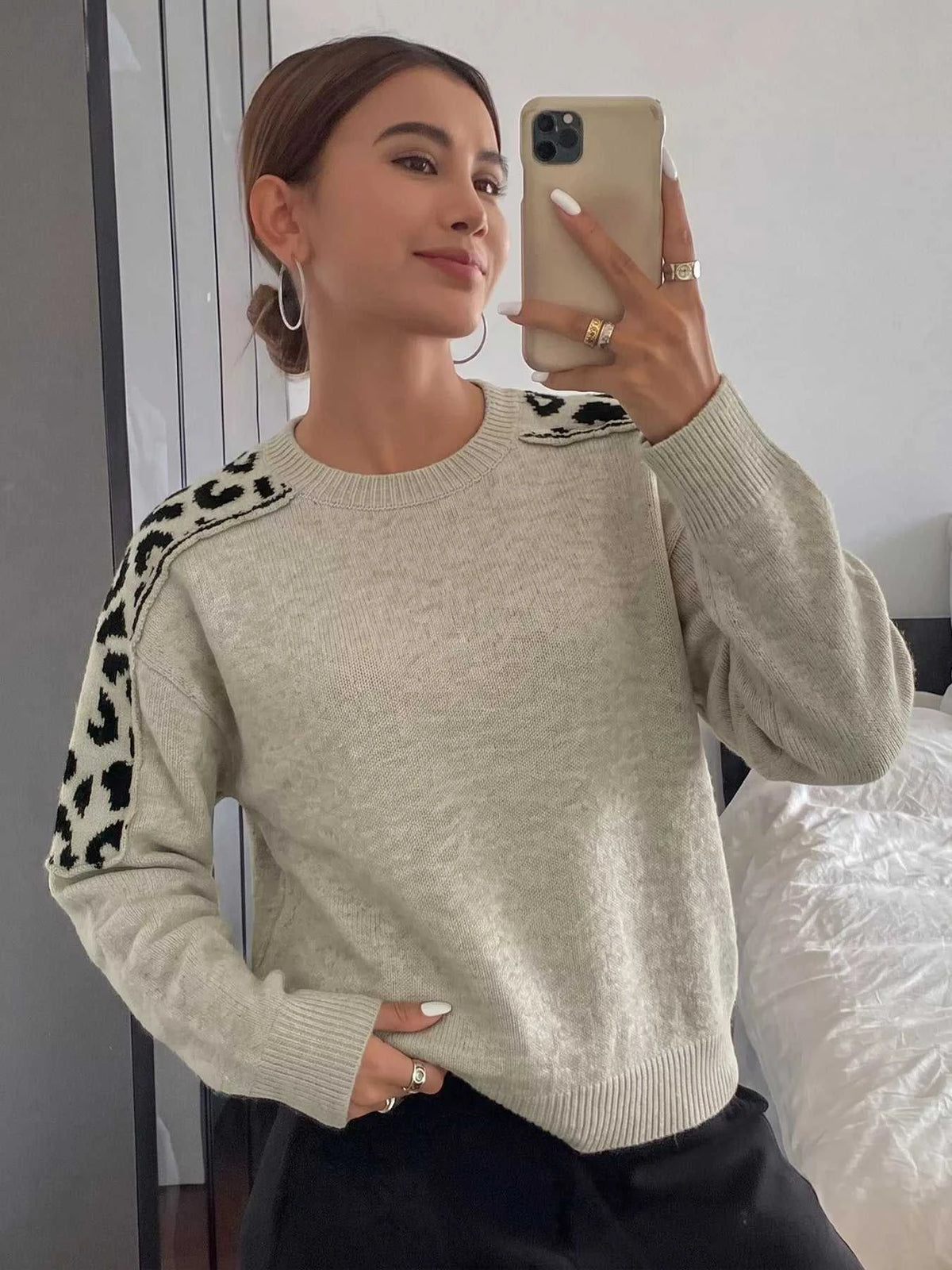Leopard Round Neck Sweater 100100975897355 41 Affordable Fashion Under $100 Jerry's Apparel 