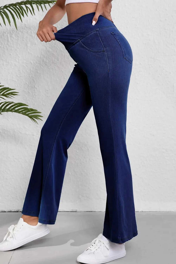 Asymmetric Waist Flare Jeans 100100169531683 60 Seasonal Fashion Collections Jerry's Apparel 