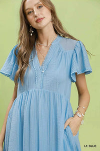 Umgee Textured Tiered Midi Dress with Side Pockets 100100863111191 62 Affordable Fashion Under $100 Jerry's Apparel 