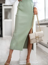 Slit Elastic Waist Skirt