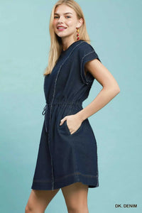 Umgee Drawstring Waist Frayed Denim Mini Dress 100100711441288 53 Affordable Fashion Under $100 Jerry's Apparel 