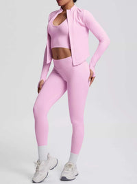 Tank & Zip-Up Jacket and Leggings Three-Piece Active Set 101006896695096 129 Comfortable Weekend Sets Jerry's Apparel 