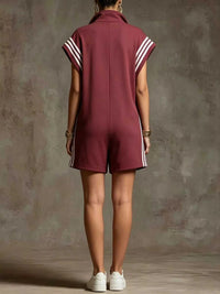 Striped Zip Front Romper 100100341112740 41 Women's Romper Affordable Fashion Under $100 Jerry's Apparel 