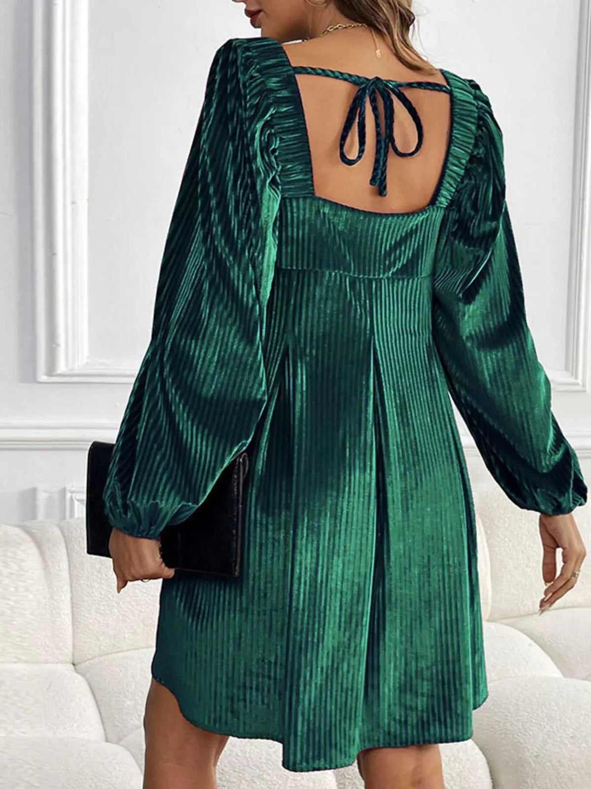 Velvet Square Neck Long Sleeve Dress 100100004568053 56 Affordable Fashion Under $100 Jerry's Apparel 