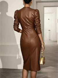V-Neck Puff Sleeve Midi Dress 101001698359390 65 Affordable Fashion Under $100 Jerry's Apparel 