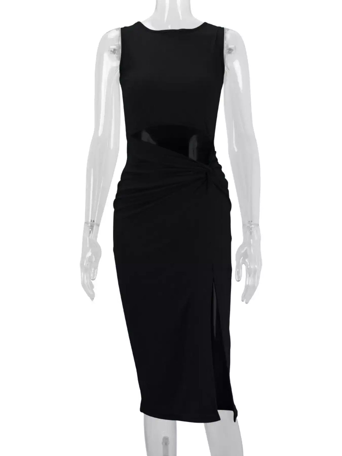 Sleeveless Cut-Out Ruched High-Slit Bodycon Dress 101001792800742 33 Gifts for Her Jerry's Apparel 