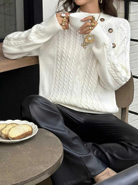 Mock Neck Cable-Knit Sweater 101002448539888 52 Affordable Fashion Under $100 Jerry's Apparel 