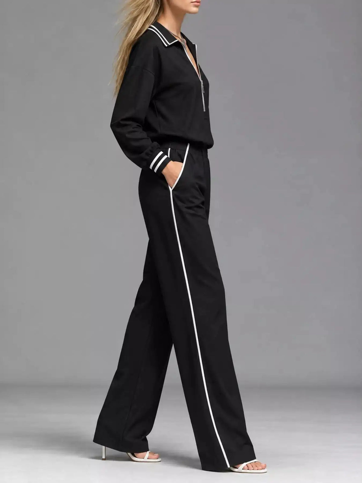 Striped Half Zip Top and Pants Set 101001673461092 67 Gifts for Her Jerry's Apparel 